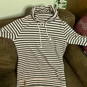 Ampersand Ave long sleeve olive and light mauve cowl neck top. NWT